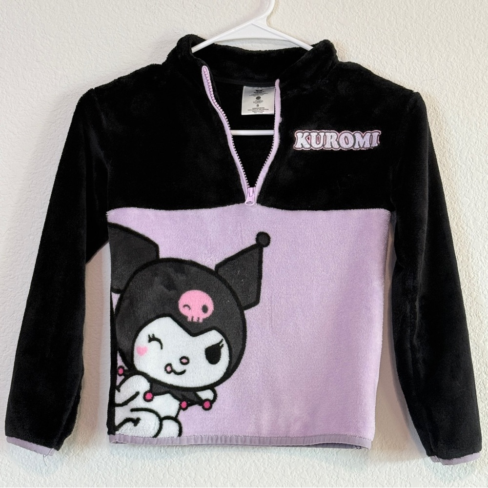 Sanrio Kuromi Kids Fleece Pullover | Black & Lavender | Quarter Zip | Small - Picture 15 of 16